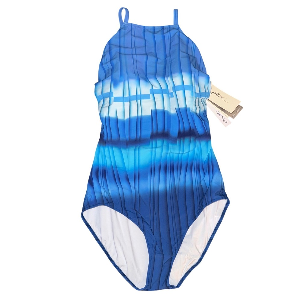 Gottex Chicos‎ Golden Hour High Neck One Piece Swimsuit Blue Ombre Sizes 14 & 16